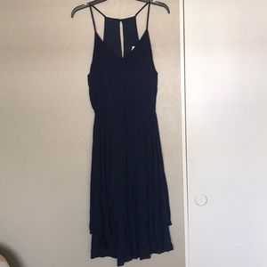 Everly Navy Blue High Low Linen Dress